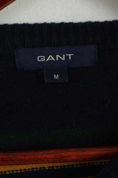 Gant Women M Jumper Maglione classico girocollo in lana a righe blu scuro