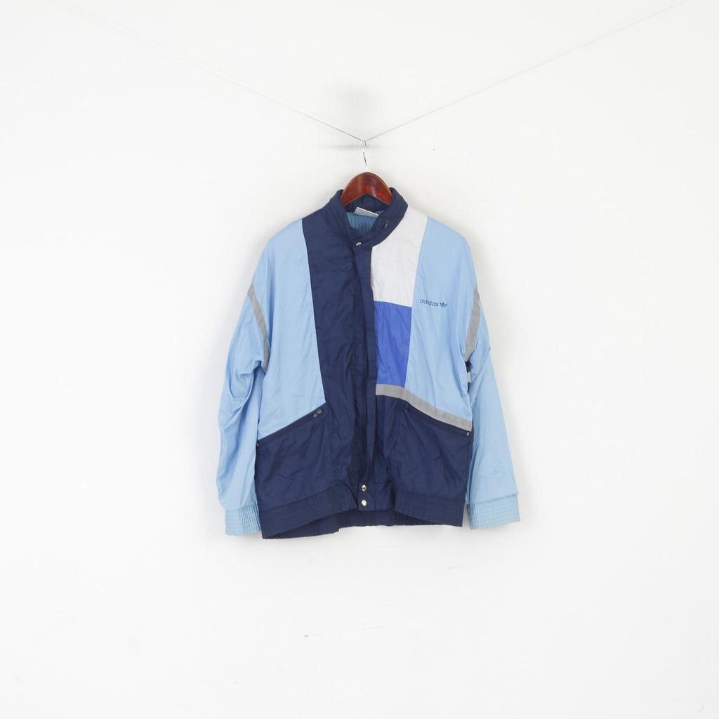 Adidas Men 174 M Jacket Blue Nylon Reflective Sportswear Zip Up Vintage Top
