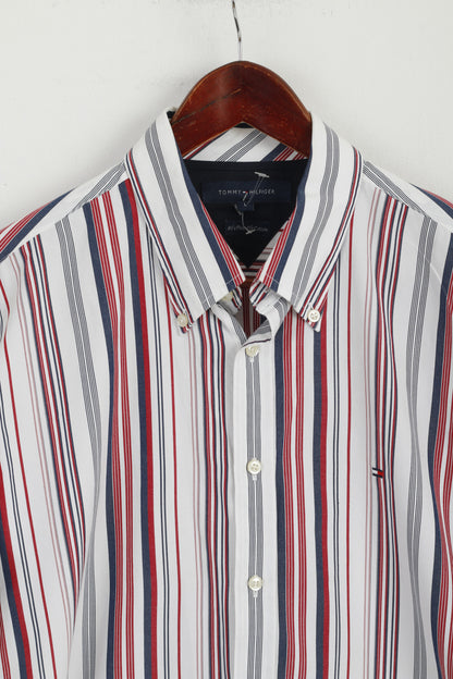 Tommy Hilfiger L Chemise décontractée rayée en coton double épaisseur à manches longues pour homme