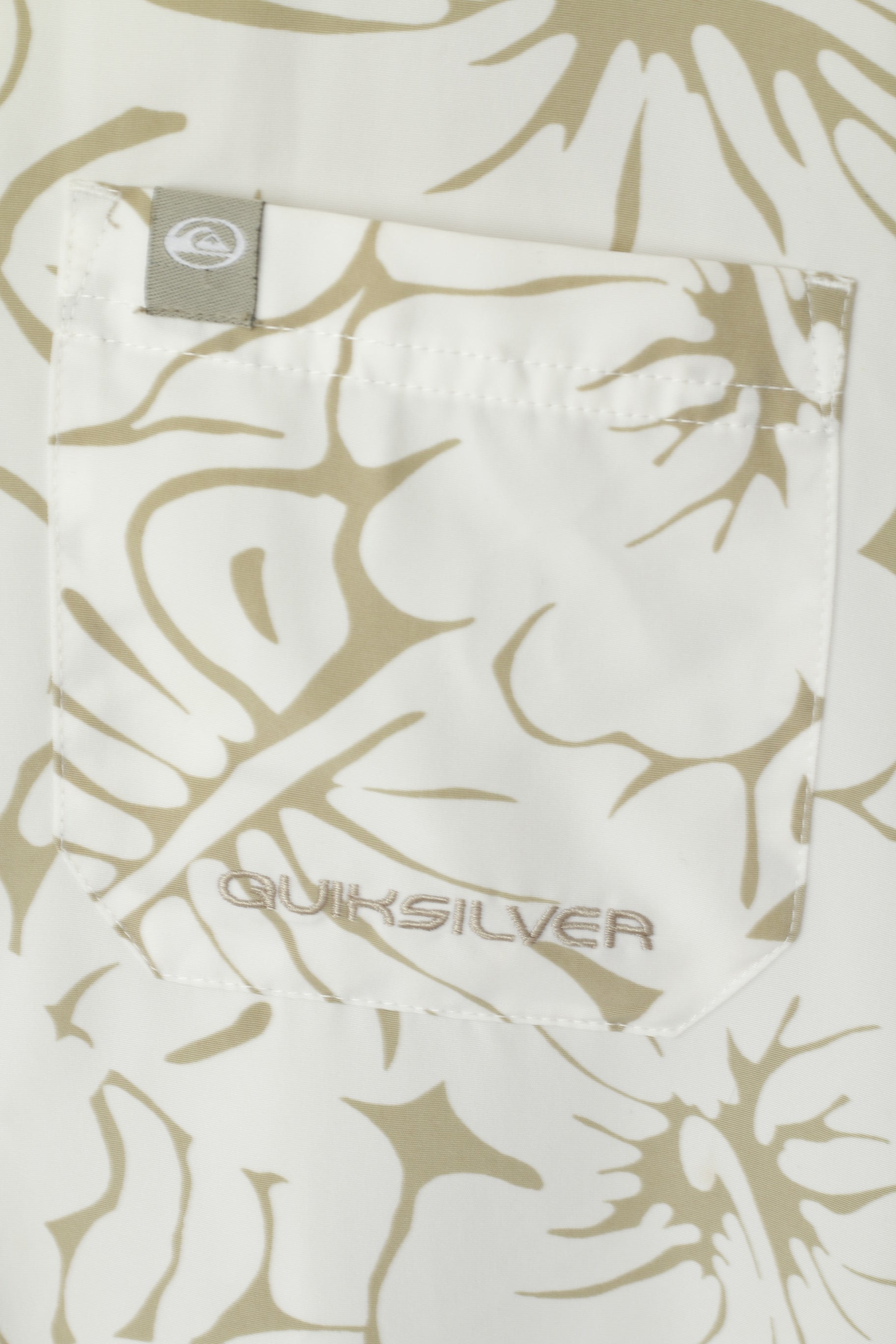 Quiksilver Uomo M Camicia Casual Crema Hawaii Surf Pocket Top Manica Corta