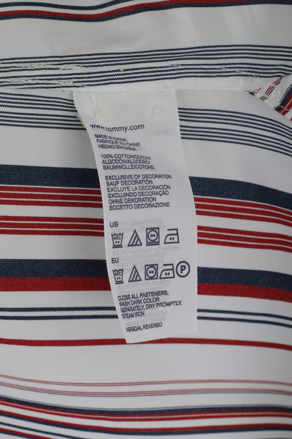 Tommy Hilfiger  Mens L Casual Shirt Striped Two Ply Cotton Long Sleeve Top