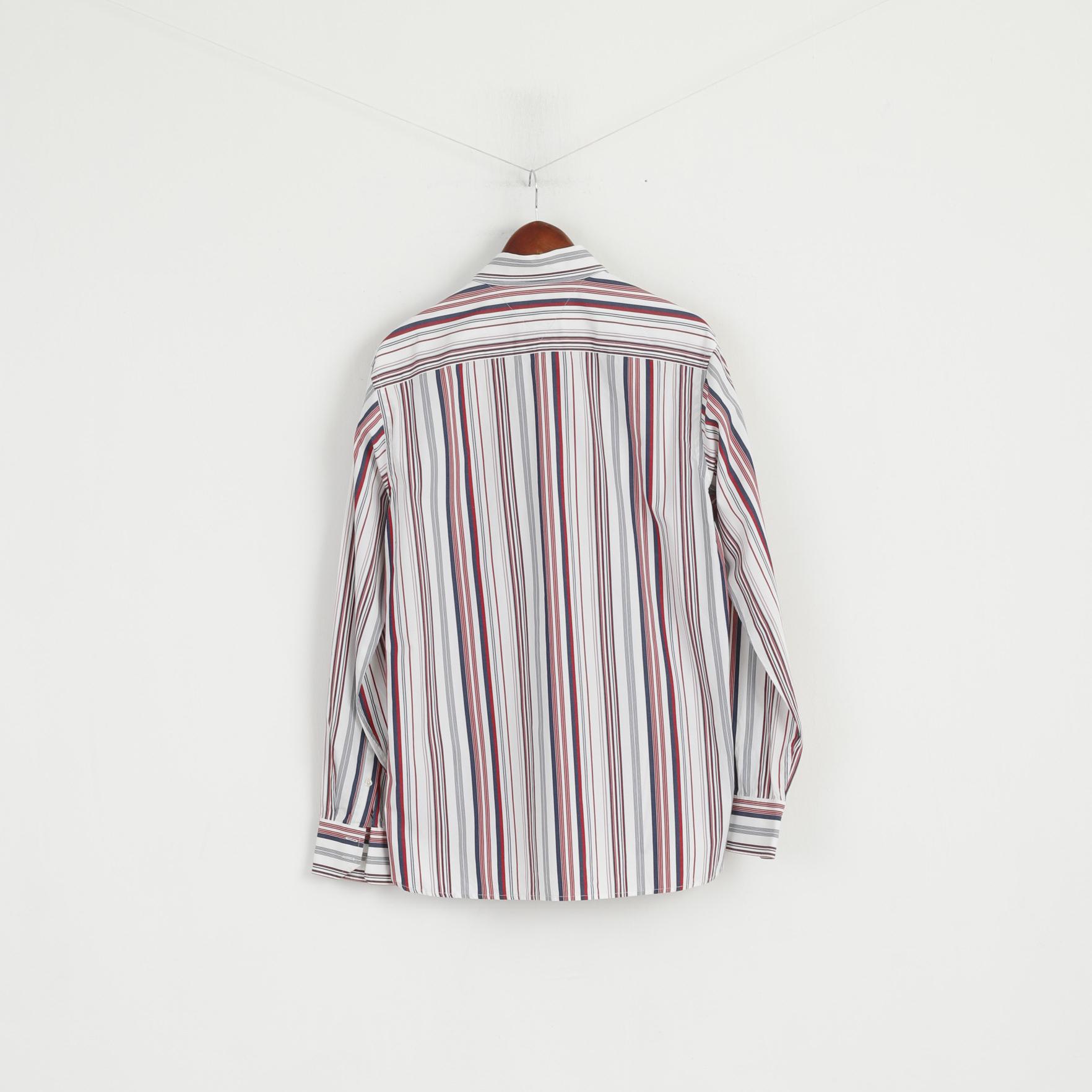 Tommy Hilfiger  Mens L Casual Shirt Striped Two Ply Cotton Long Sleeve Top