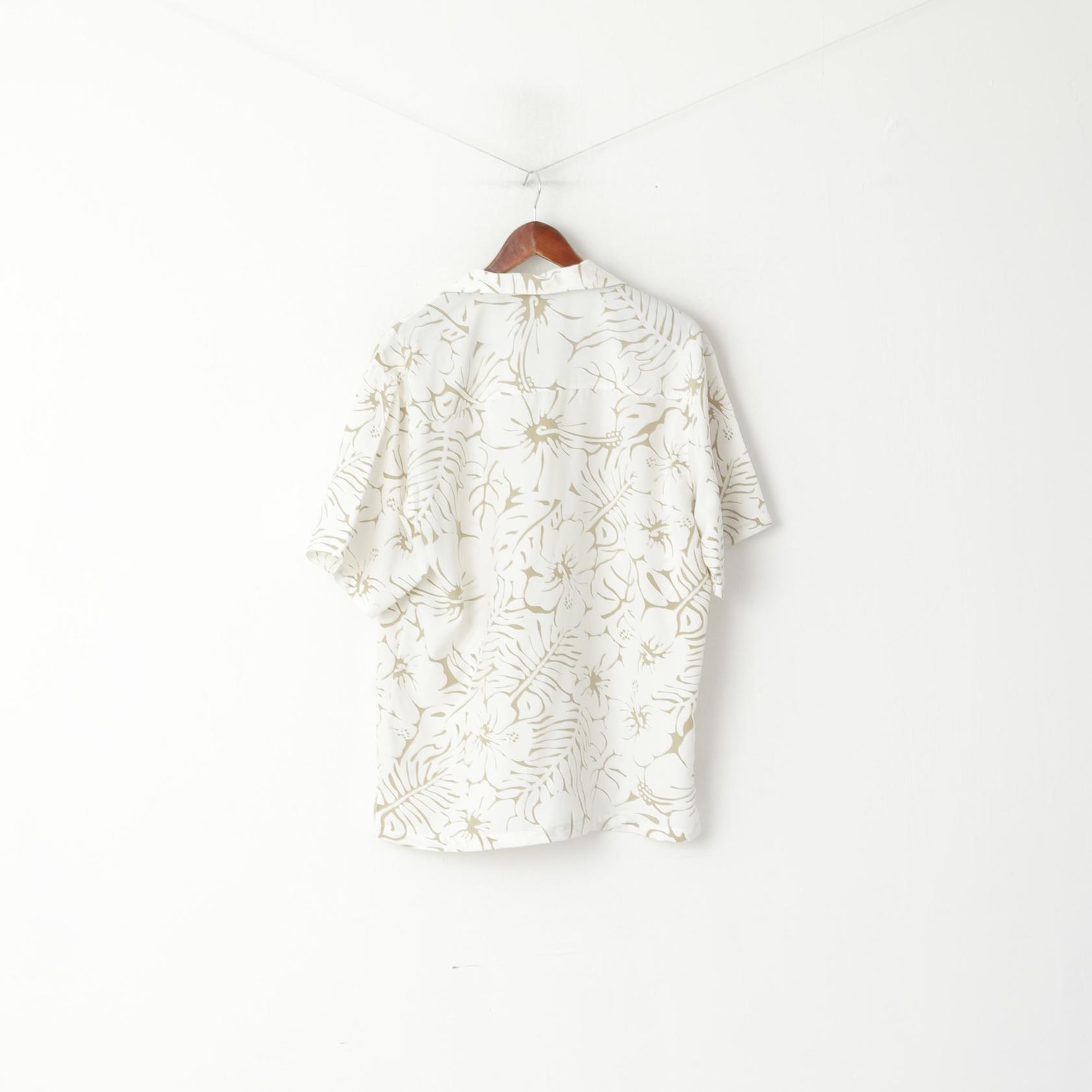 Quiksilver Uomo M Camicia Casual Crema Hawaii Surf Pocket Top Manica Corta