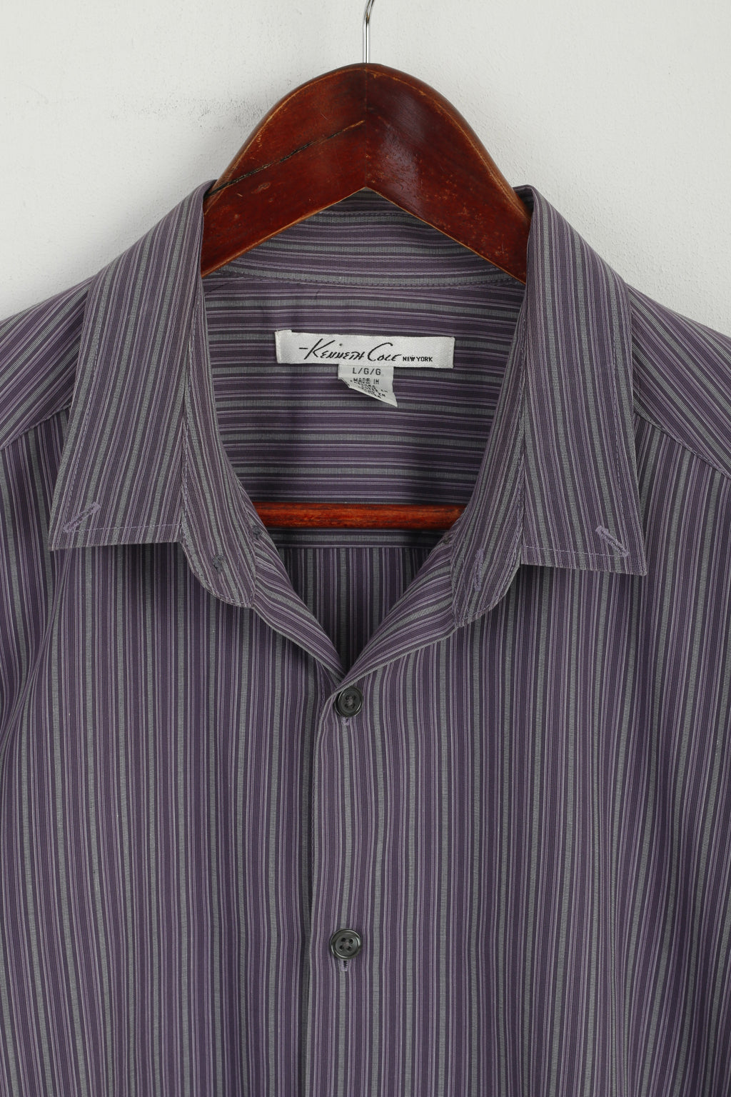 Kenneth Cole Chemise décontractée pour homme en coton rayé violet à manches longues