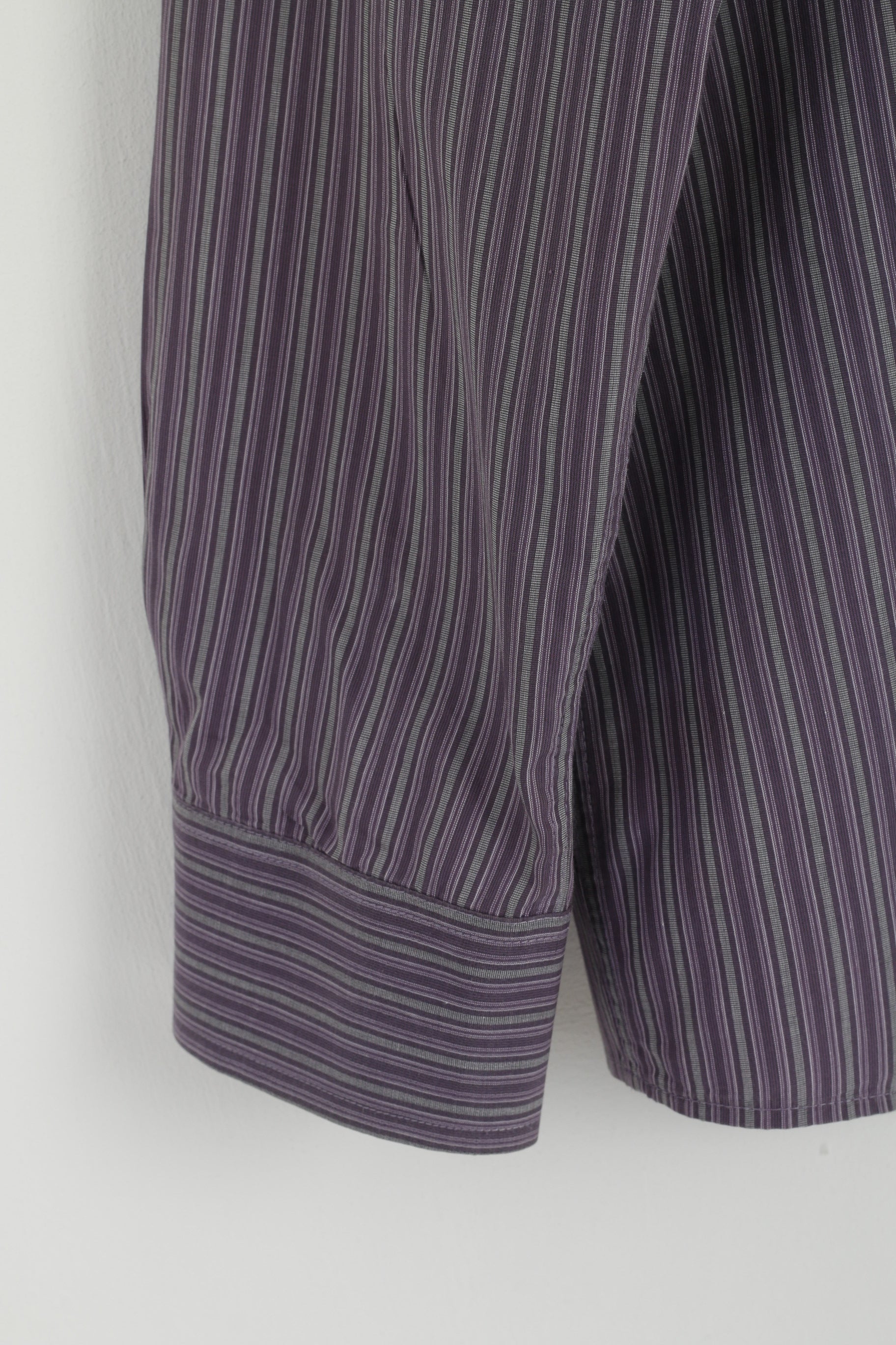 Kenneth Cole Chemise décontractée pour homme en coton rayé violet à manches longues