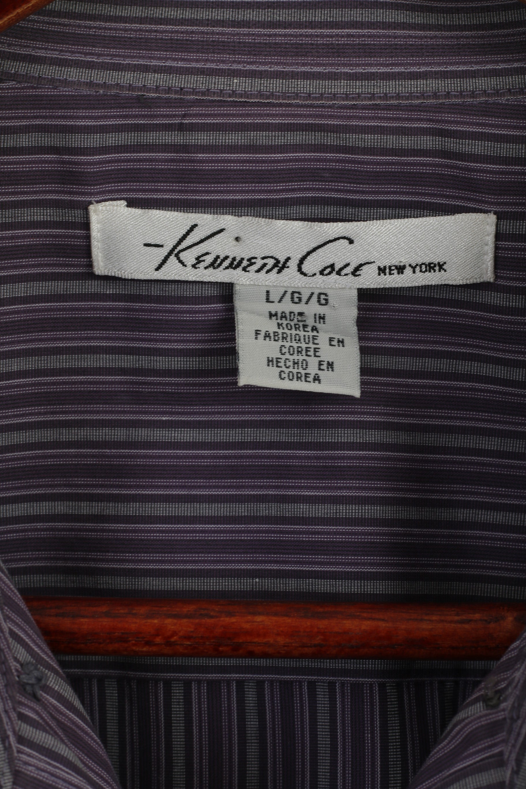 Kenneth Cole Chemise décontractée pour homme en coton rayé violet à manches longues