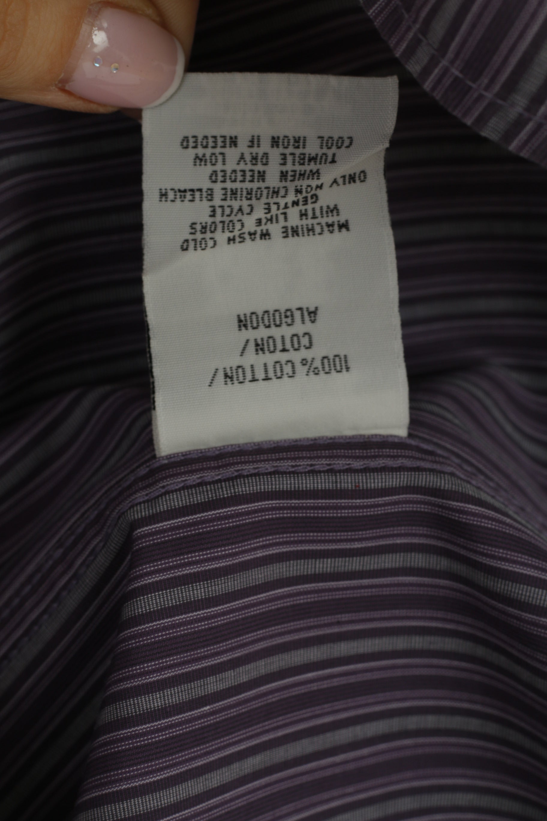 Kenneth Cole Chemise décontractée pour homme en coton rayé violet à manches longues