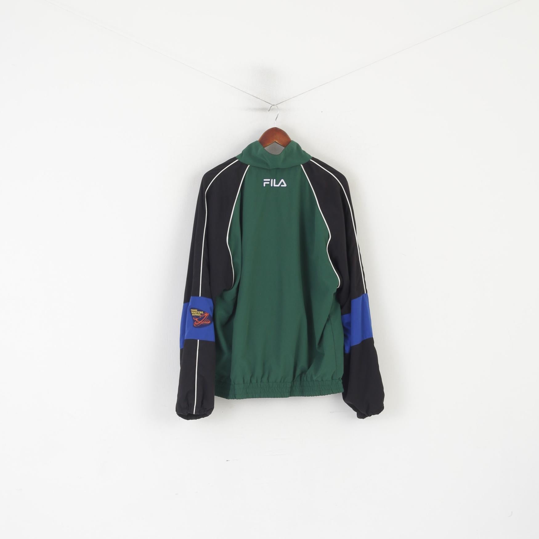Fila Men L Jacket Green Bomber Sportswear Vintage Tennis Master