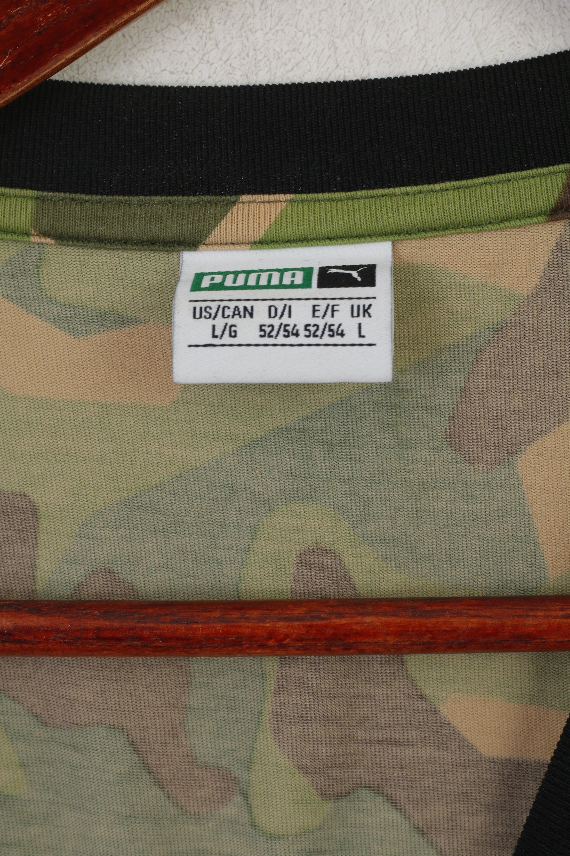 Puma Hommes L Chemise Noir Mesh Vert Army Moro Army Jersey Crew Neck Top