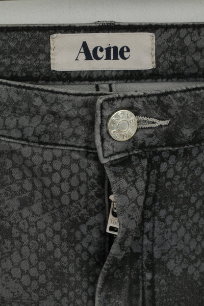 Acne Women 38 Trousers Gray Denim Pants Snake Pattern On A Daily Basic Denim