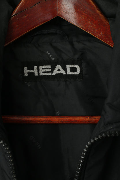 Head Women 40 S Jacket Black Nylon Waterproof Vintage Full Zipper Pocket Top