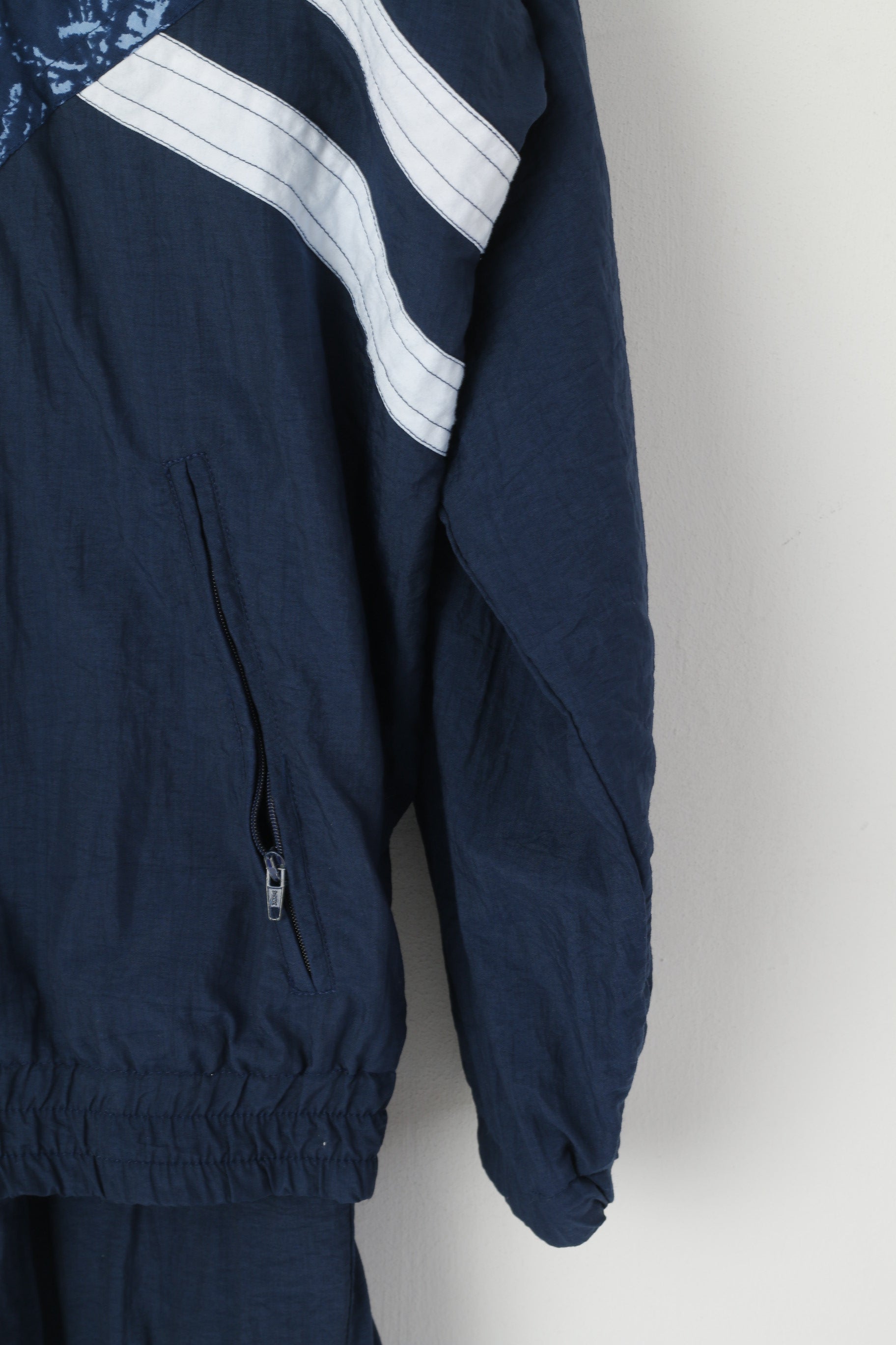 Crane Sports Men L Tracksuit Navy Nylon  Activewear Track Bottoms Jacket Set