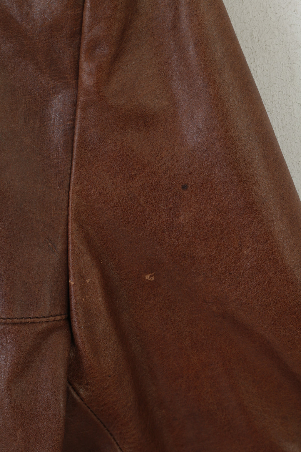 Carla Fasini Women 42 L Jacket Brown Leather Biker Full Zipper Vintage Top