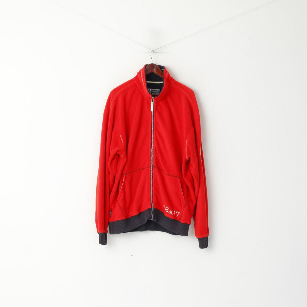 Gaastra Men XXL Fleece Top Red Full Zipper Pockt Casual Sport Sweatshirt