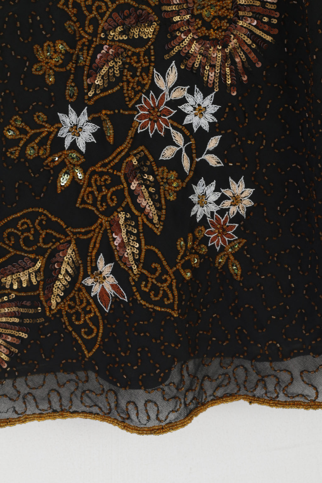 Camicia Celina Exclusive da donna 40 M Canotta nera con perline floreali lucide ed eleganti