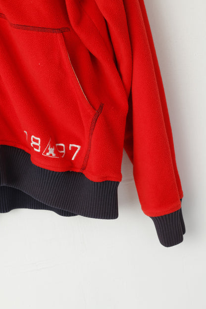 Gaastra Men XXL Fleece Top Red Full Zipper Pockt Casual Sport Sweatshirt