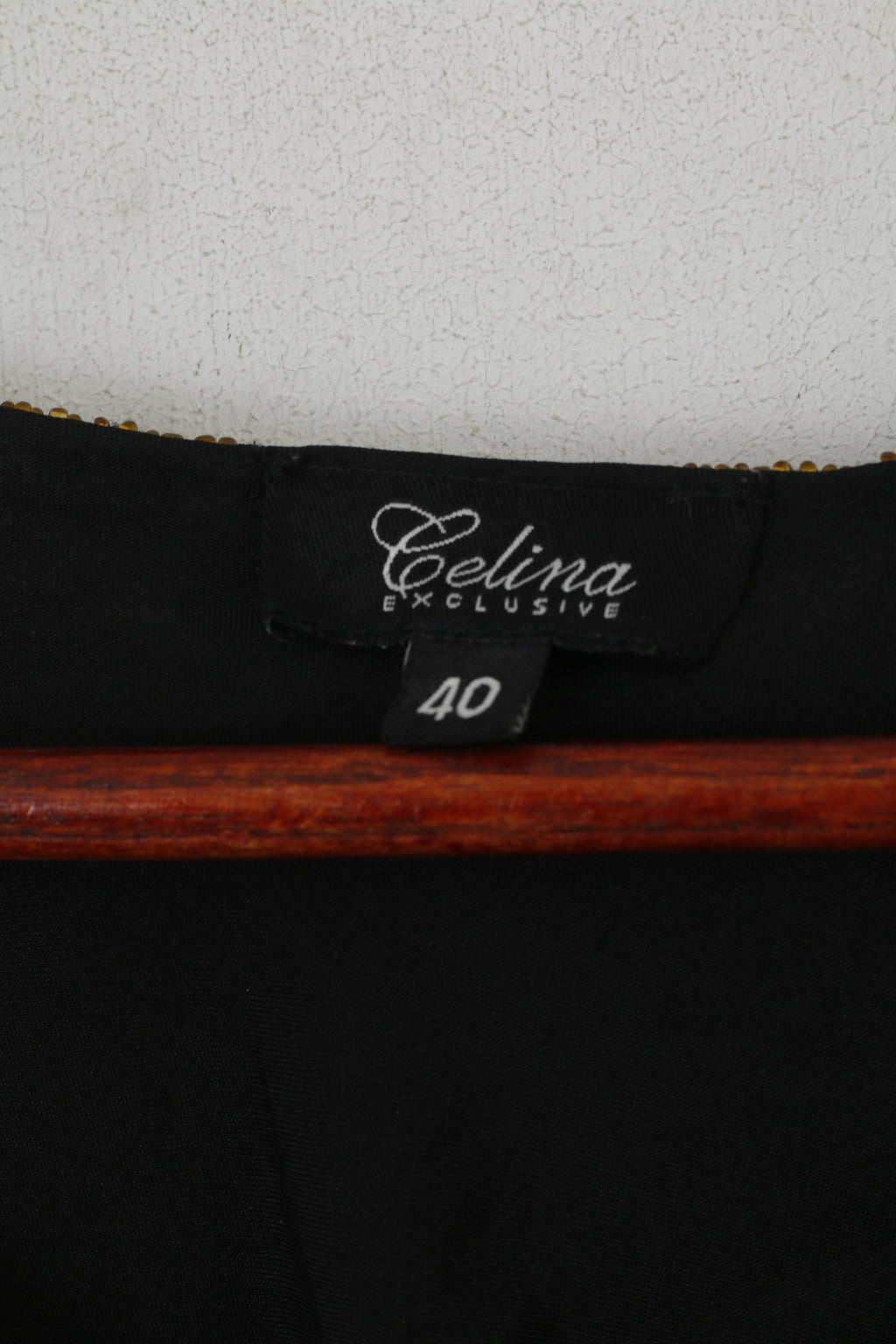 Camicia Celina Exclusive da donna 40 M Canotta nera con perline floreali lucide ed eleganti