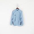 Adidas Men 42/44 186 XL Sweatshirt Light Blue Vintage Shiny Zip Up Oldschool Top