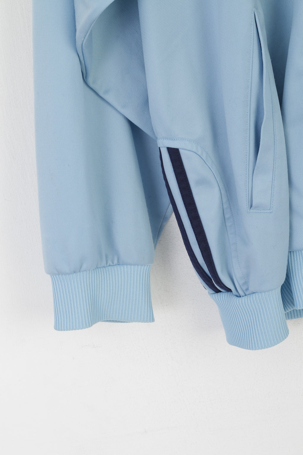 Adidas Homme 42/44 186 XL Sweat Bleu Clair Vintage Brillant Zip Up Oldschool Top