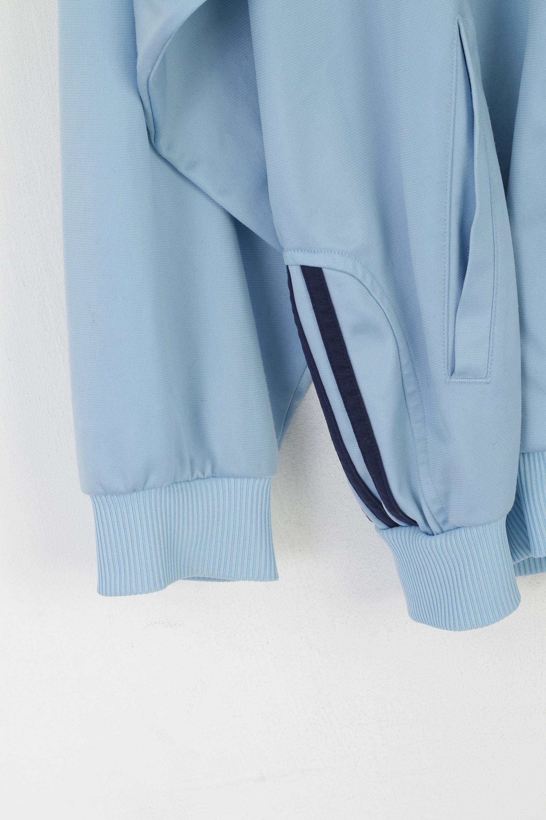 Adidas Homme 42/44 186 XL Sweat Bleu Clair Vintage Brillant Zip Up Oldschool Top