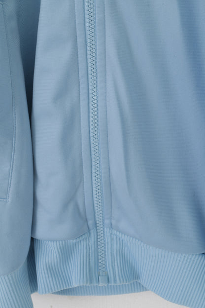 Adidas Homme 42/44 186 XL Sweat Bleu Clair Vintage Brillant Zip Up Oldschool Top