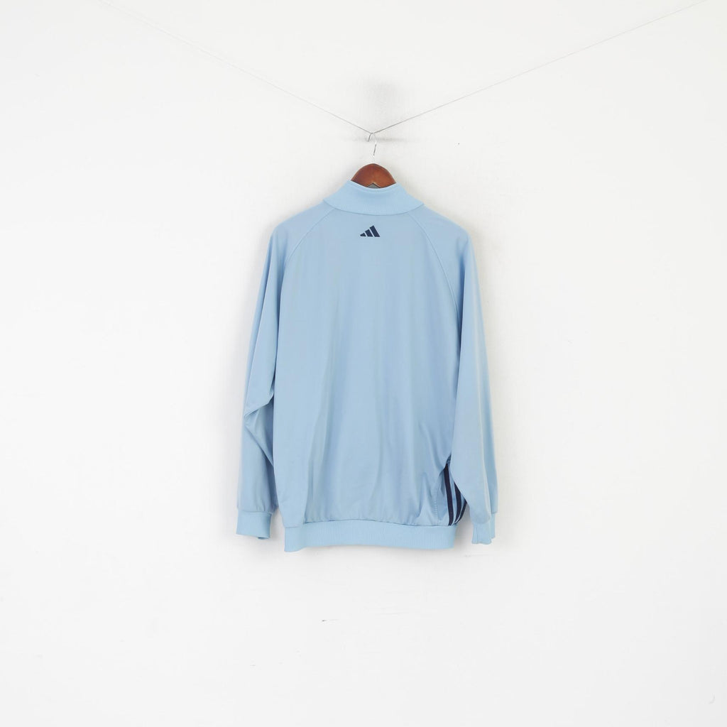 Adidas Homme 42/44 186 XL Sweat Bleu Clair Vintage Brillant Zip Up Oldschool Top