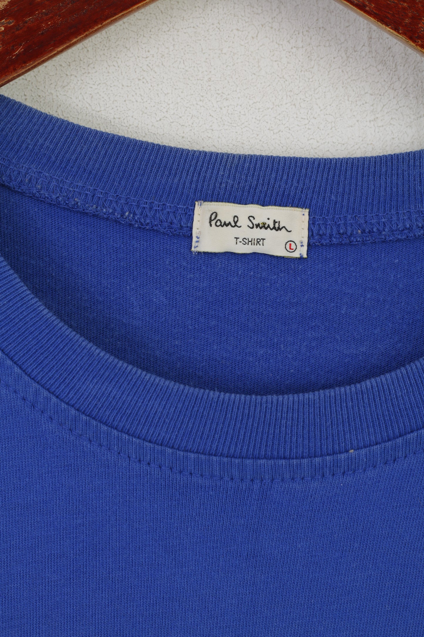 Paul Smith Camicia da uomo L (M) Top girocollo vintage con logo grafico in cotone blu