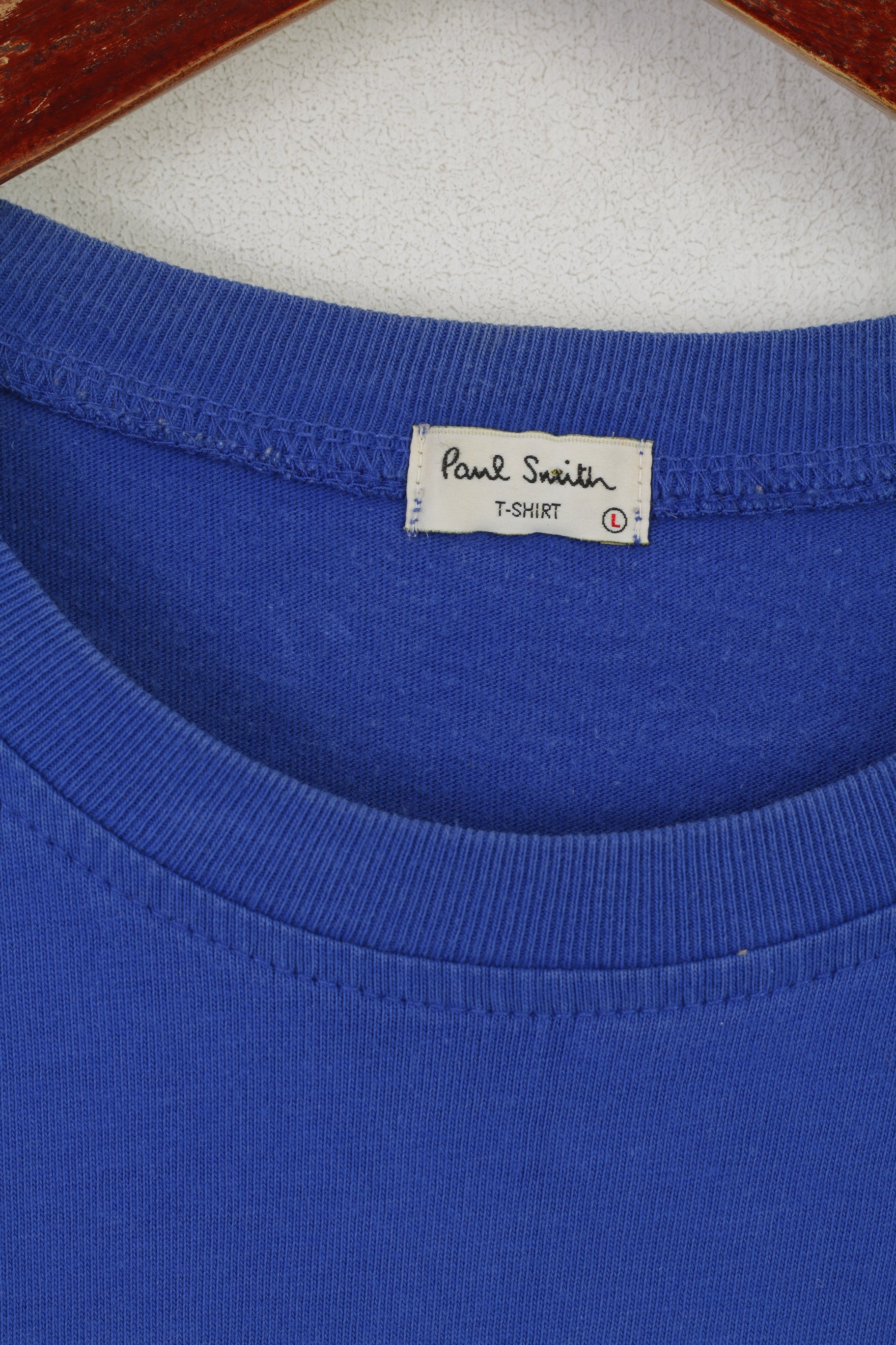 Paul Smith Homme L (M) Chemise Bleu Coton Graphique Logo Vintage Ras Du Cou Haut