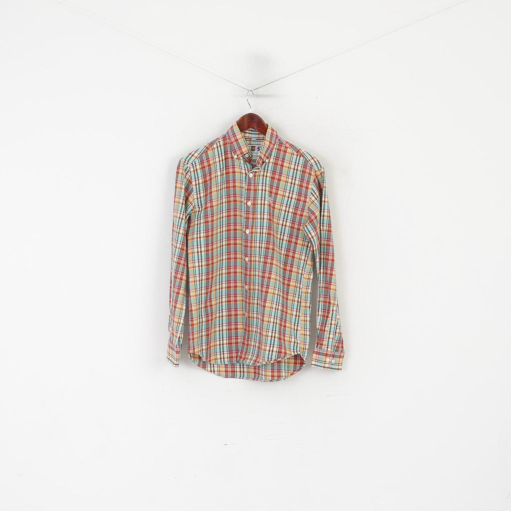 Montepicaza Men 2 S Casual Shirt Green Check Cotton Flanel Long Sleeve Top