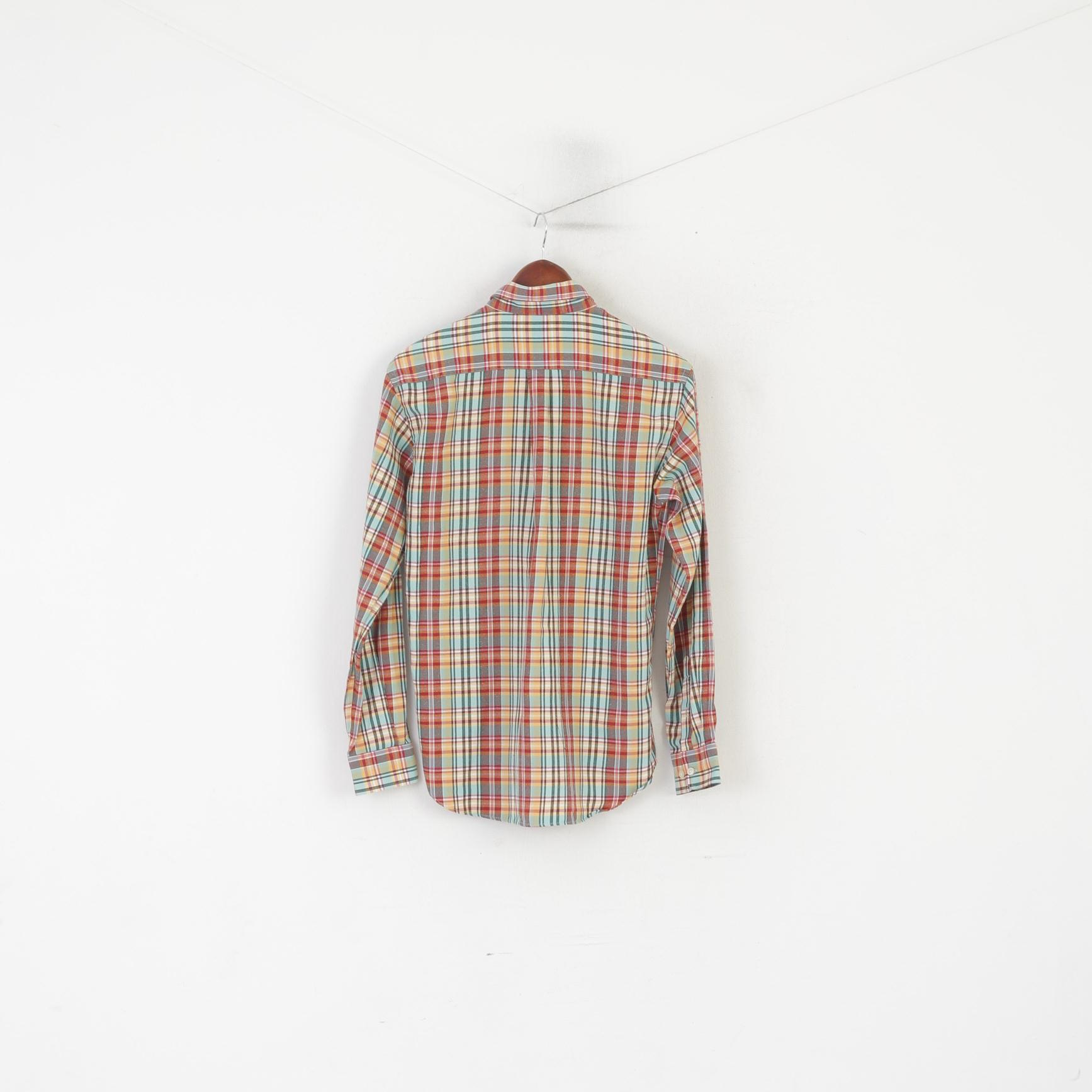 Montepicaza Men 2 S Casual Shirt Green Check Cotton Flanel Long Sleeve Top