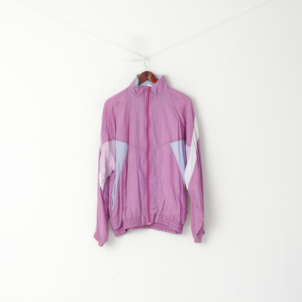 Verve Giacca da uomo L Track Top Rosa lucido Vintage Zip Up Nylon Festival Active Unisex Top