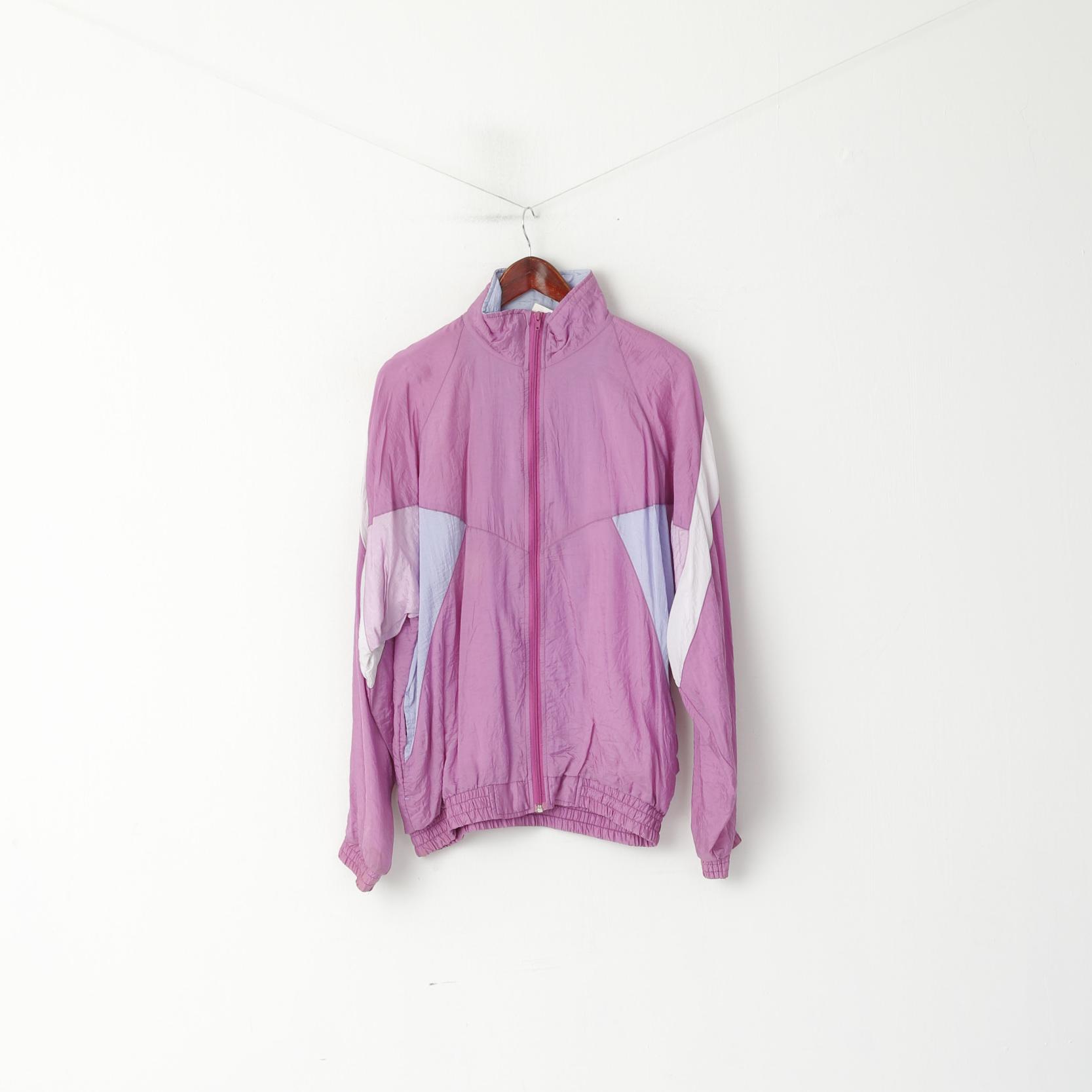 Verve Giacca da uomo L Track Top Rosa lucido Vintage Zip Up Nylon Festival Active Unisex Top