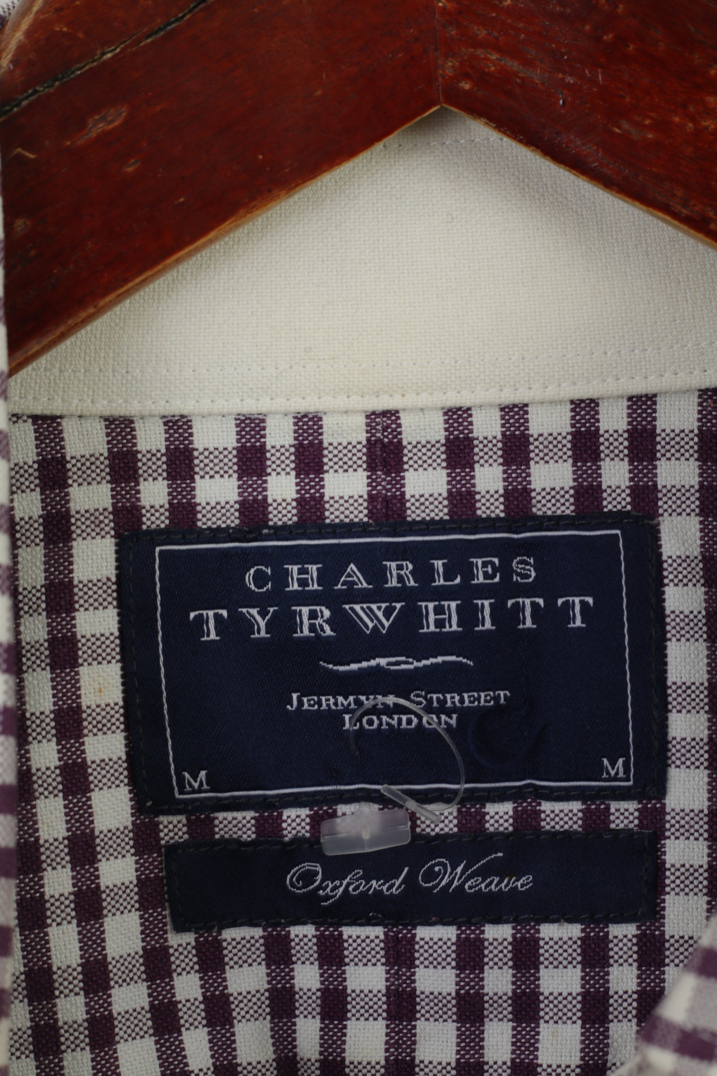 Charles Tyrwhitt Men M Casual Shirt Puple Check Cotton Long Sleeve Retro Top