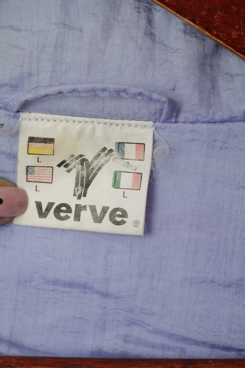 Verve Giacca da uomo L Track Top Rosa lucido Vintage Zip Up Nylon Festival Active Unisex Top