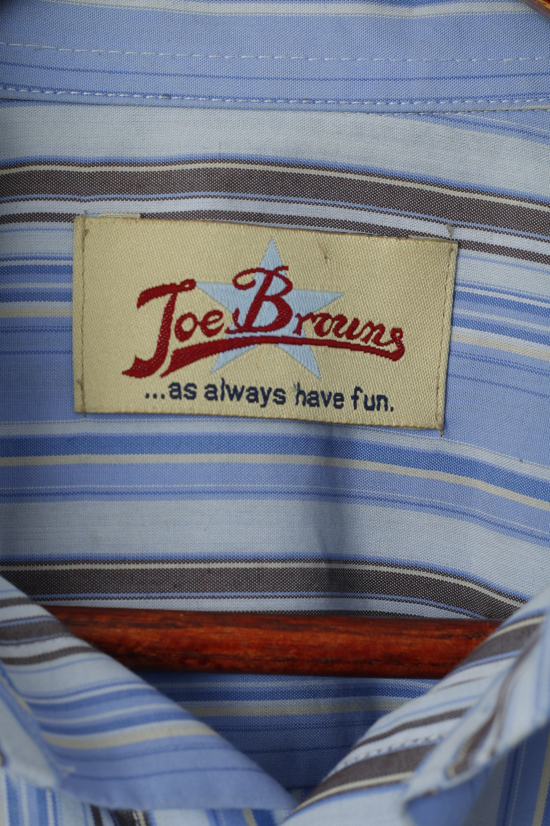 Joe Browns Camicia casual da uomo L Top classico a maniche lunghe in cotone a righe blu