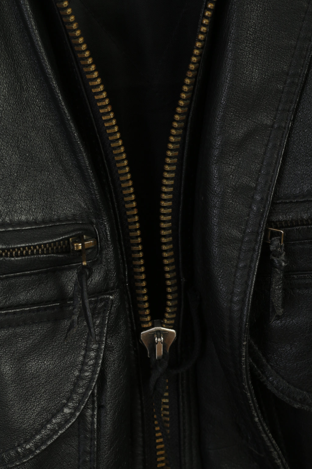 Wing Hing Men 56 XL Jacket Black Leather Bomber Vintage Zip Up Classic Top
