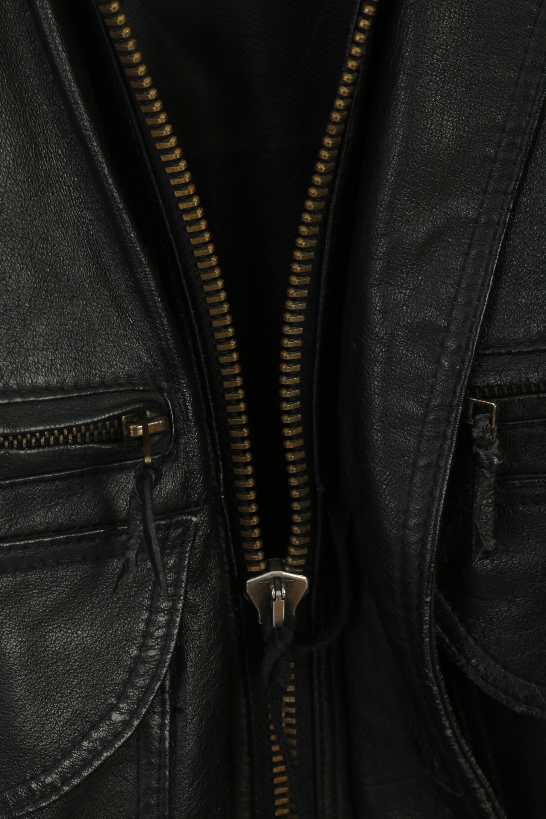 Wing Hing Men 56 XL Jacket Black Leather Bomber Vintage Zip Up Classic Top
