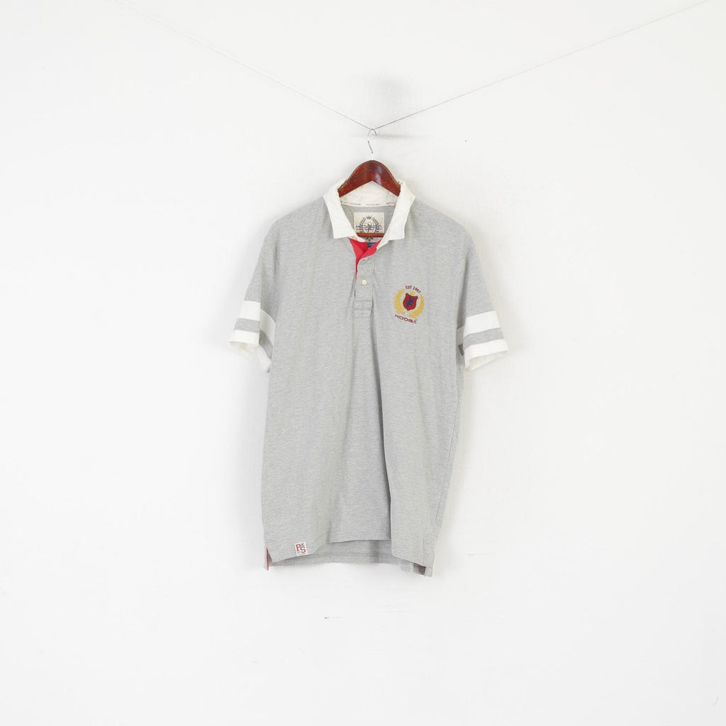 Polo Kooga da uomo XL in cotone grigio Brothers in ArmsTop da rugby vintage Pure Spirit