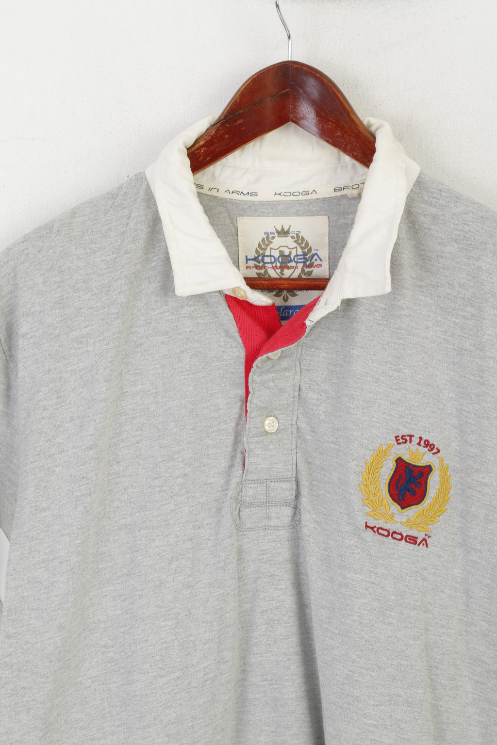 Polo Kooga da uomo XL in cotone grigio Brothers in ArmsTop da rugby vintage Pure Spirit