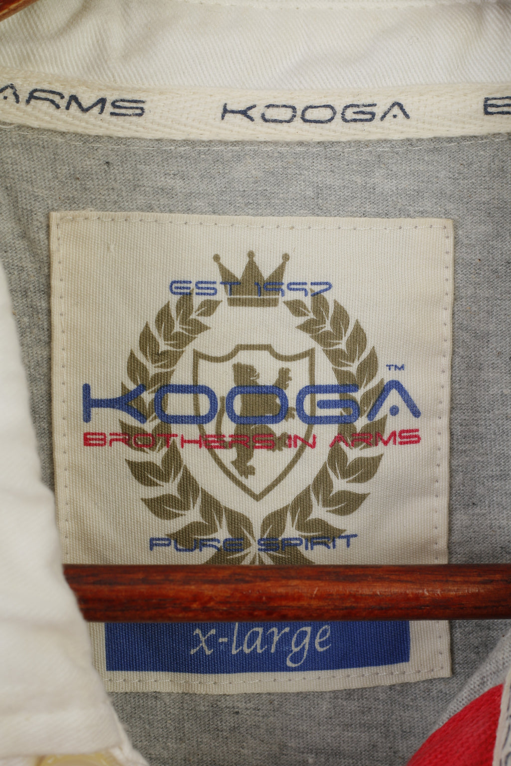 Polo Kooga da uomo XL in cotone grigio Brothers in ArmsTop da rugby vintage Pure Spirit