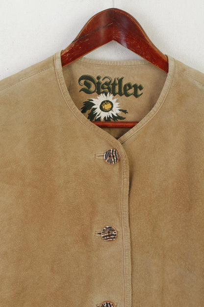 Distler Women 36 S Jacket Beige Leather Suede Vintage German Tyrol Blazer