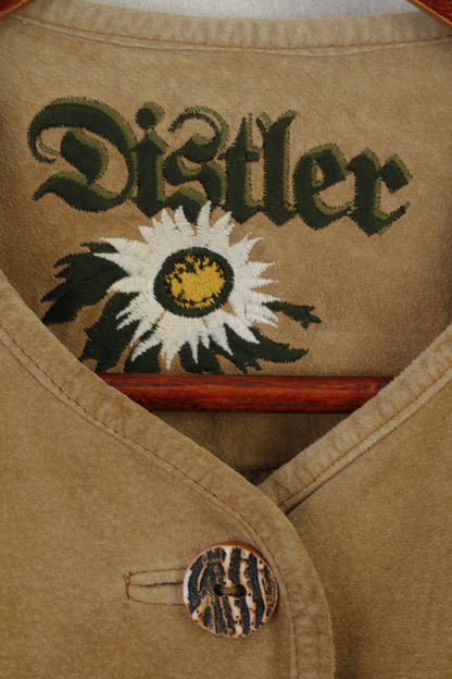 Giacca Distler da donna 36 S Giacca sportiva tirolese tedesca vintage in pelle scamosciata beige