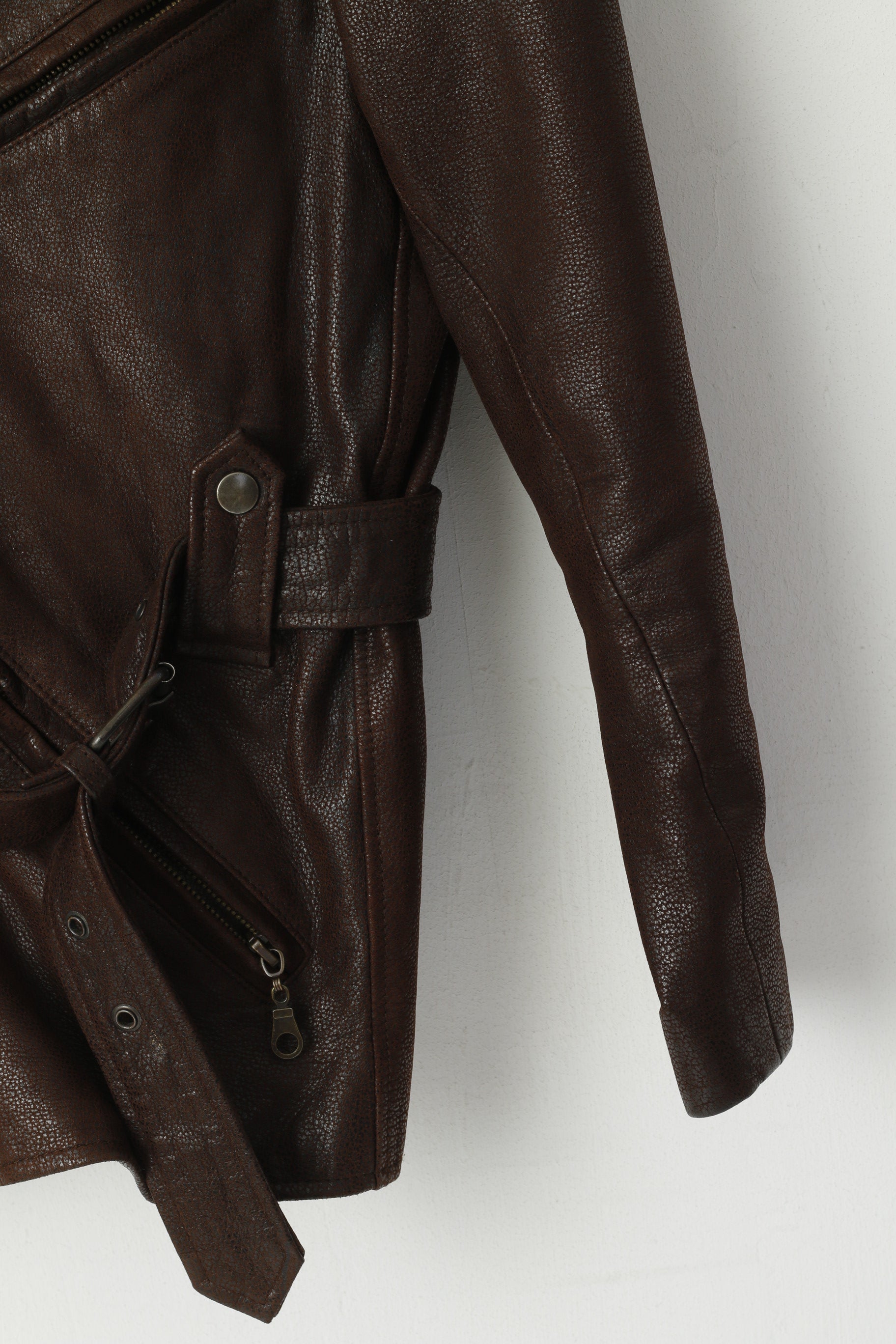 Lindbergh Giacca in pelle da donna 40 M Ramones Marrone Pelle morbida con cerniera intera Top retrò