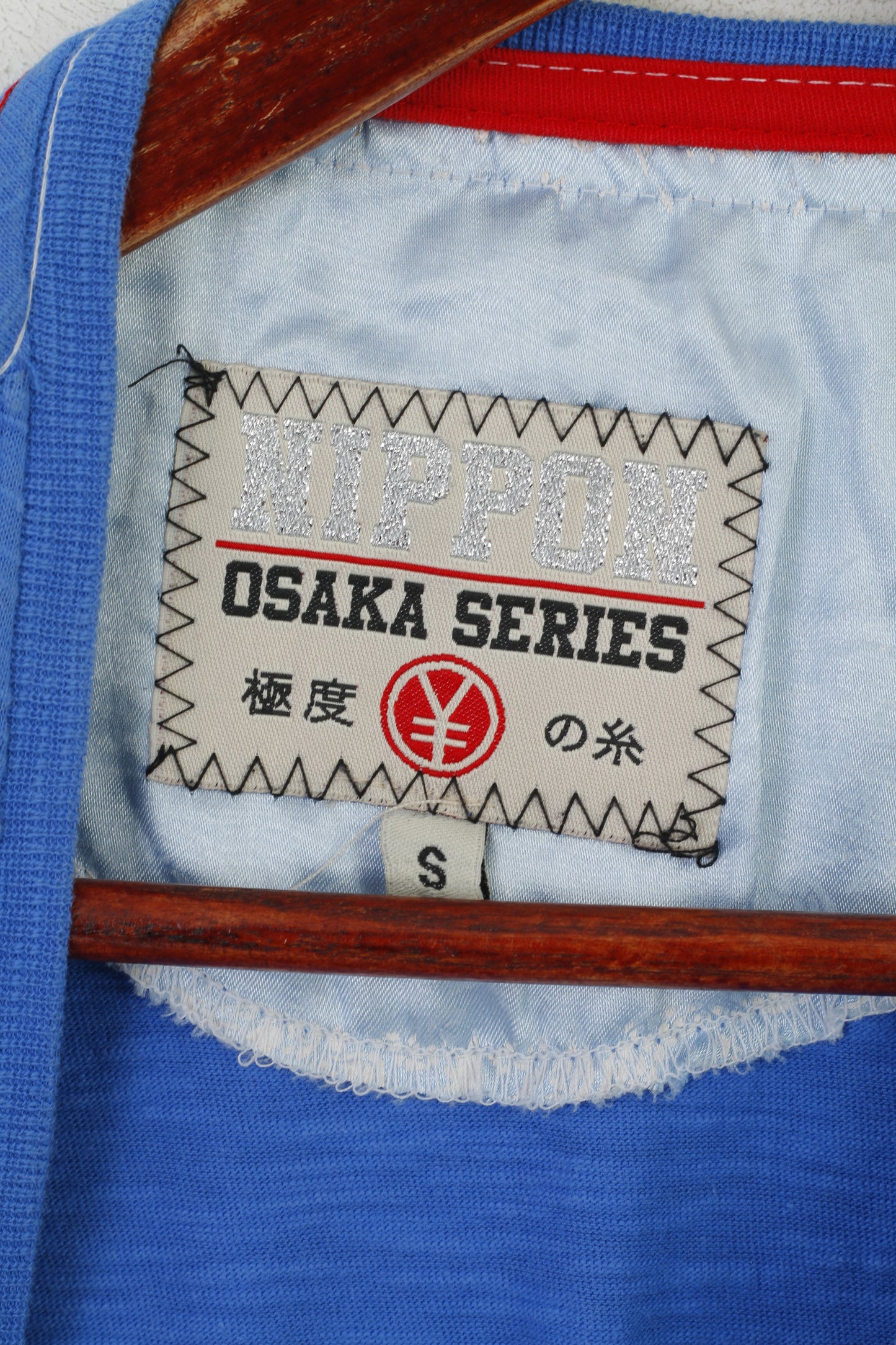 Nippon Osaka série hommes chemise bleu Baseball graphique coton brodé haut