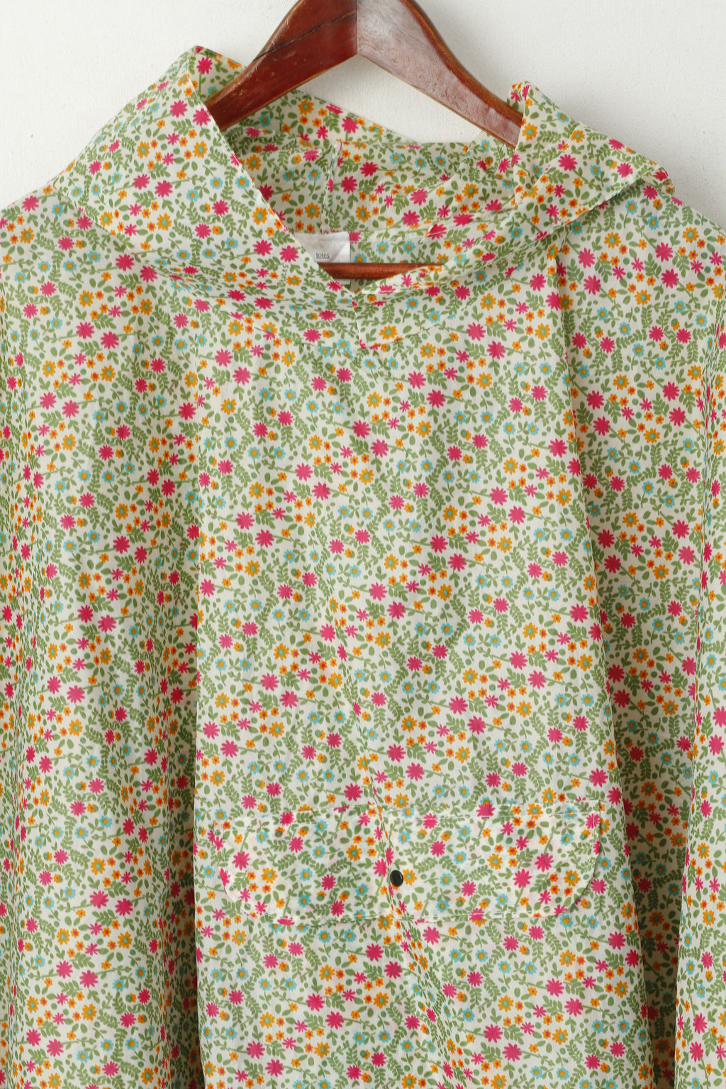 Borse da donna Taglia unica Poncho Beige Floreale Cappuccio Una tasca Top leggero