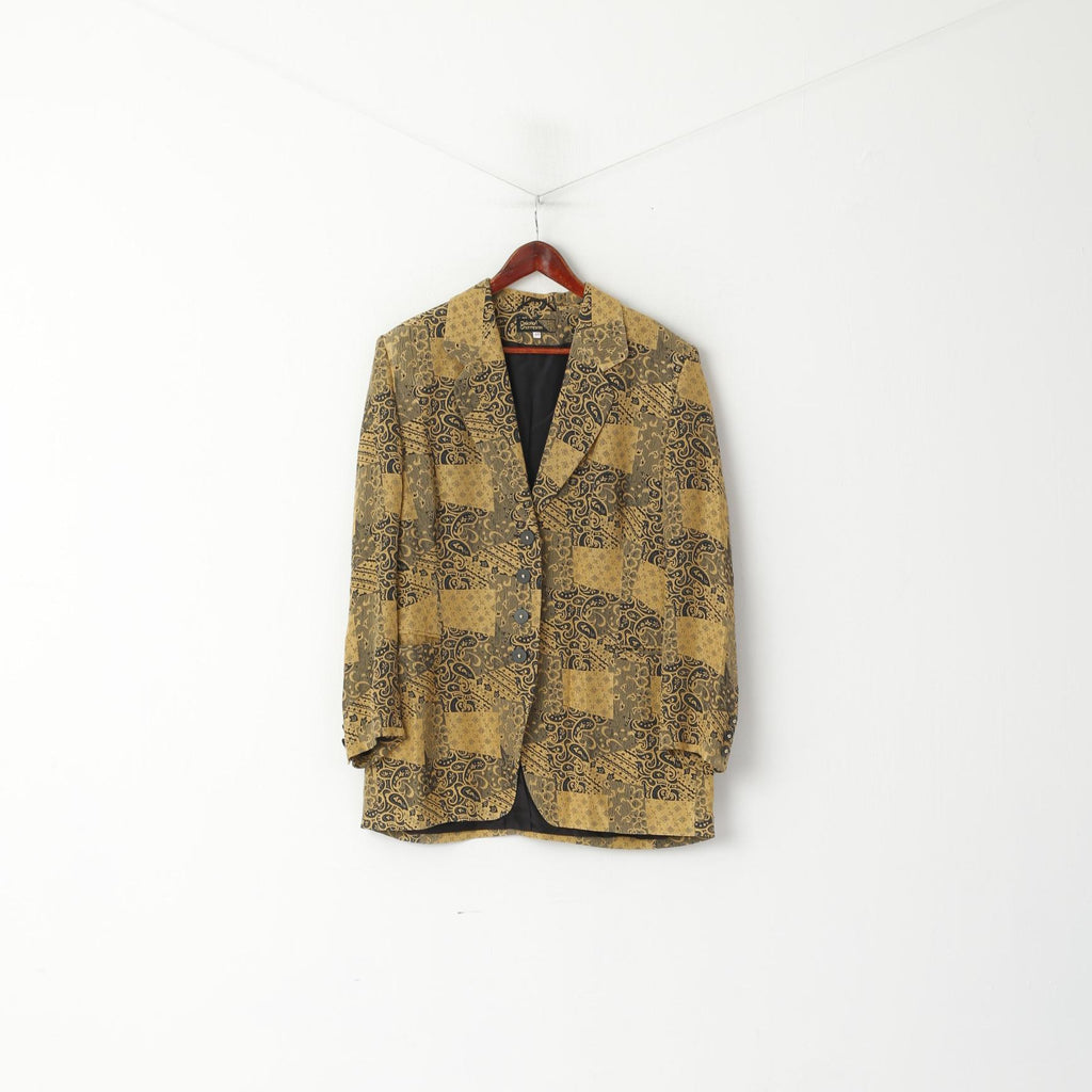 Creation Charmante Blazer da donna 46 XL Top monopetto in viscosa stampa Barocco color oro