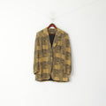 Creation Charmante Women 46 XL Blazer Gold Viscose Printed Barocco Single Breasted Top
