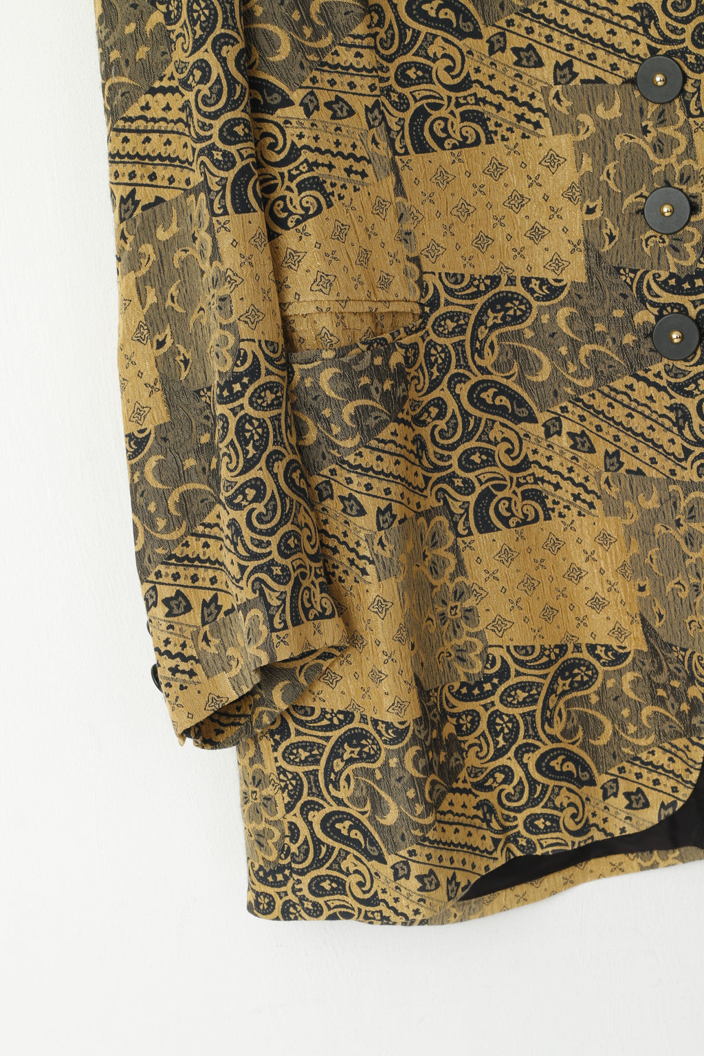 Creation Charmante Blazer da donna 46 XL Top monopetto in viscosa stampa Barocco color oro