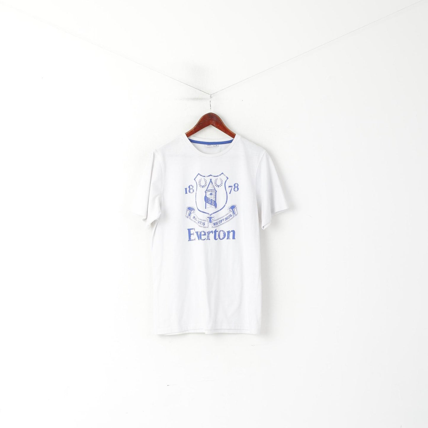 Everton Men M T- Shirt White Cotton Football Club Logo Sportswear Top