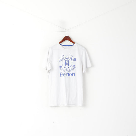 T-shirt da uomo Everton M in cotone bianco con logo del club di calcio. Top sportivo